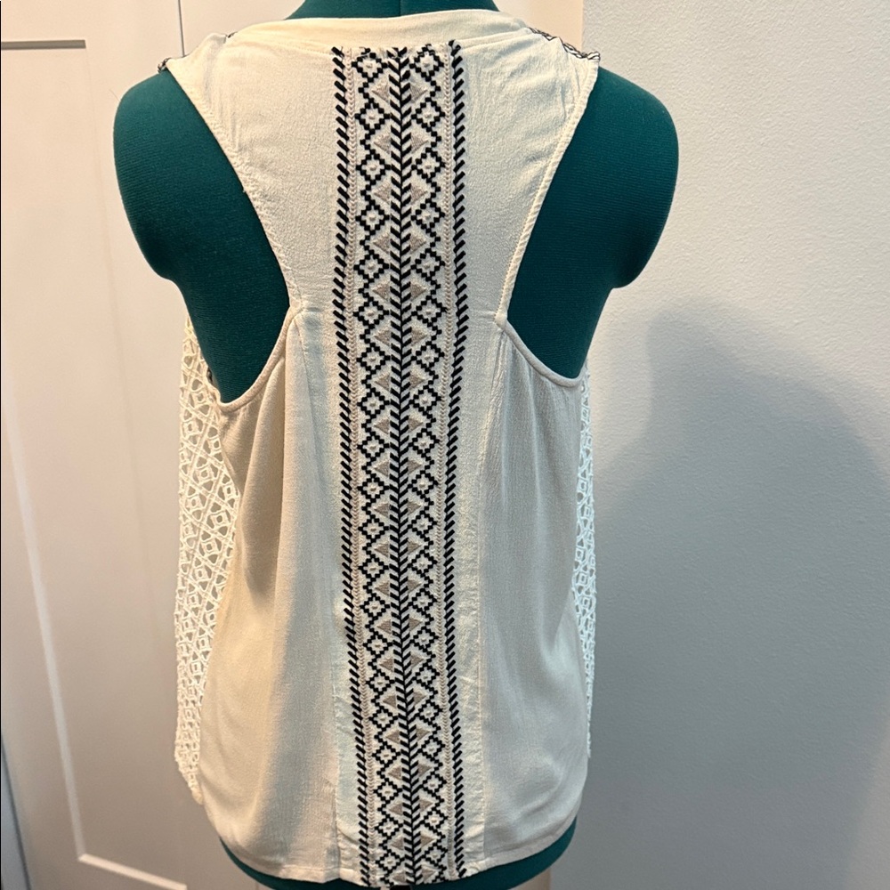 Miss Me Cream Tank Top with Black Accents - Picture 4 of 5